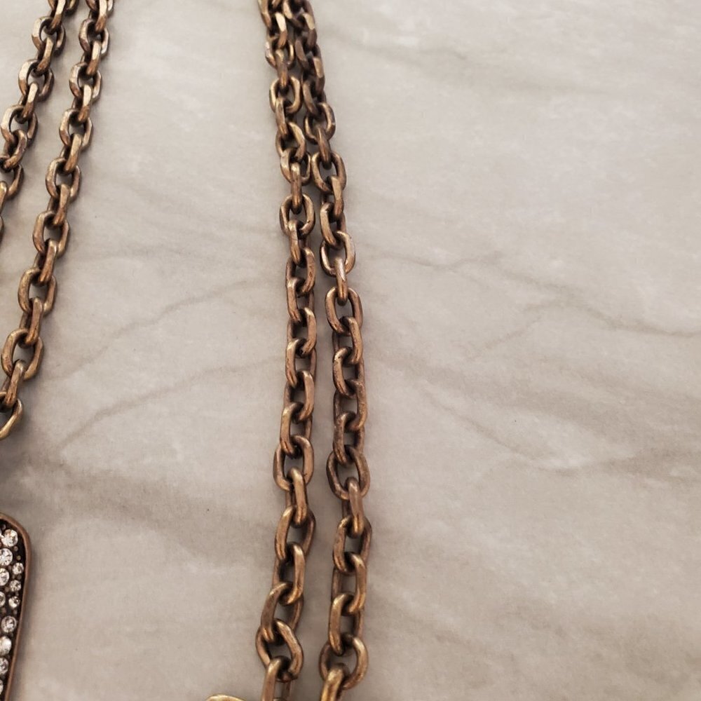 ✨ Ann Taylor Amber Rhinestones Crystals Pave Enamel Pendant Necklace ✨ - Picture 7 of 10